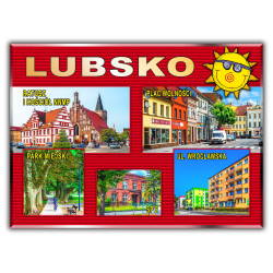 Magnes usztywniany 65x90 LUBSKO Ratusz i Kościół NNMP, Plac Wolności, Park Miejski, SP 2, ul. Wrocławska